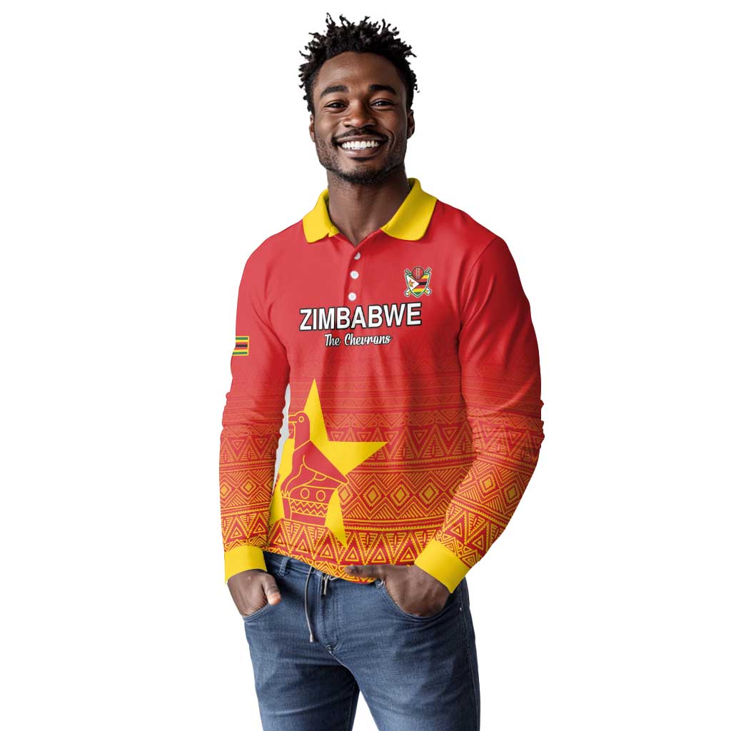 Custom Zimbabwe Cricket Long Sleeve Polo Shirt Go Champions