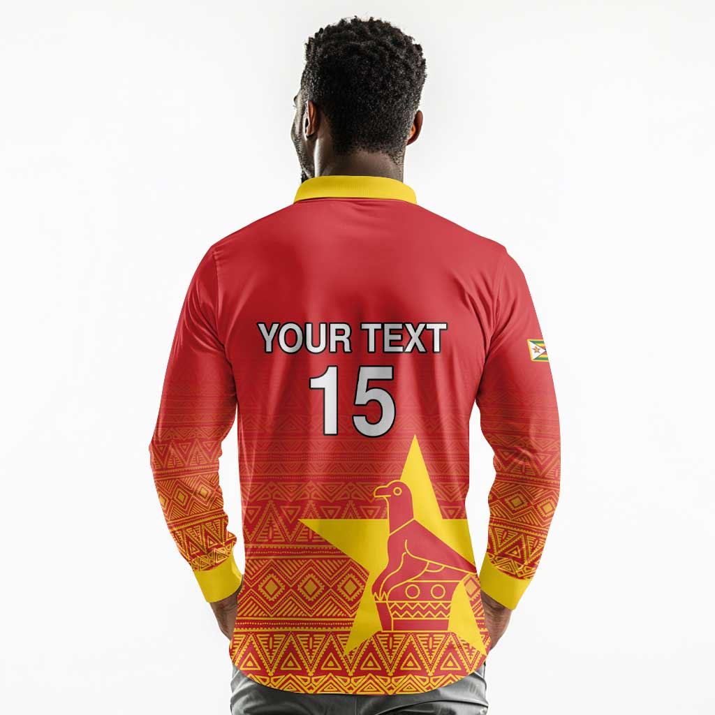 Custom Zimbabwe Cricket Long Sleeve Polo Shirt Go Champions