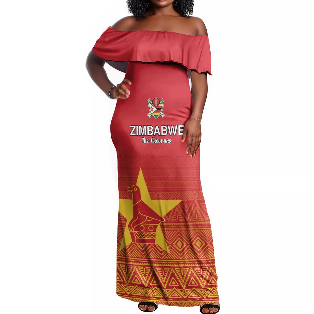 Custom Zimbabwe Cricket Off Shoulder Maxi Dress Go Champions