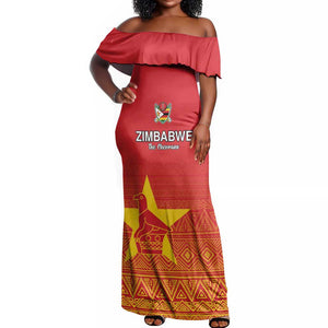 Custom Zimbabwe Cricket Off Shoulder Maxi Dress Go Champions
