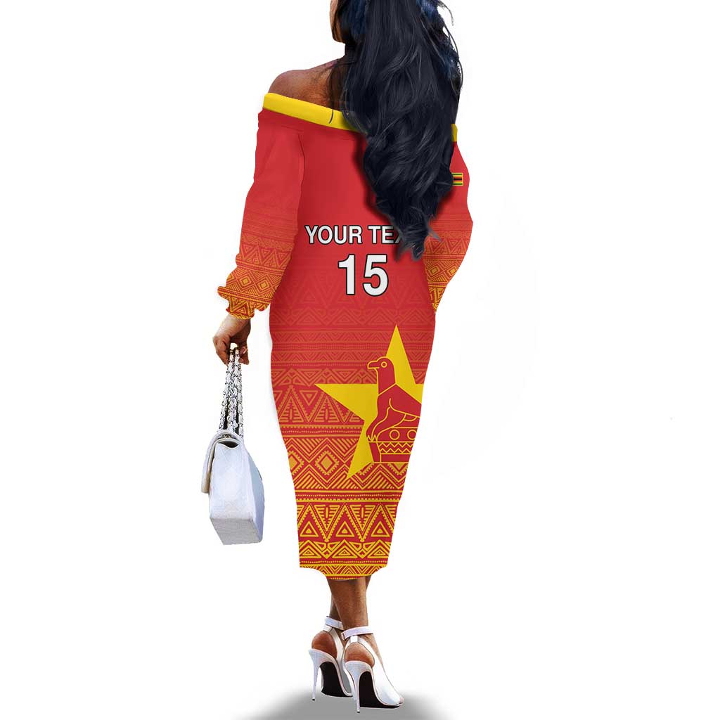 Custom Zimbabwe Cricket Off The Shoulder Long Sleeve Dress Go Champions