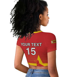 Custom Zimbabwe Cricket Raglan Cropped T shirt Go Champions