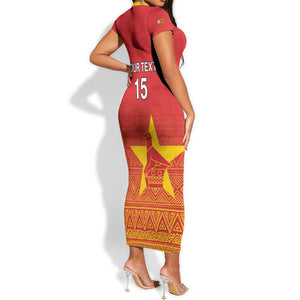 Custom Zimbabwe Cricket Short Sleeve Bodycon Dress Go Champions LT15