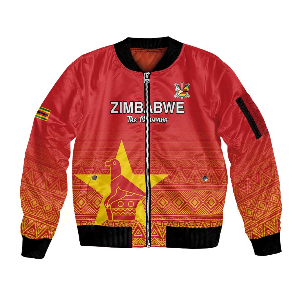 Custom Zimbabwe Cricket Sleeve Zip Bomber Jacket Go Champions