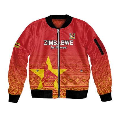 Custom Zimbabwe Cricket Sleeve Zip Bomber Jacket Go Champions