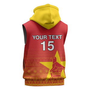 Custom Zimbabwe Cricket Sleeveless Zip Hoodie Go Champions - African Pride