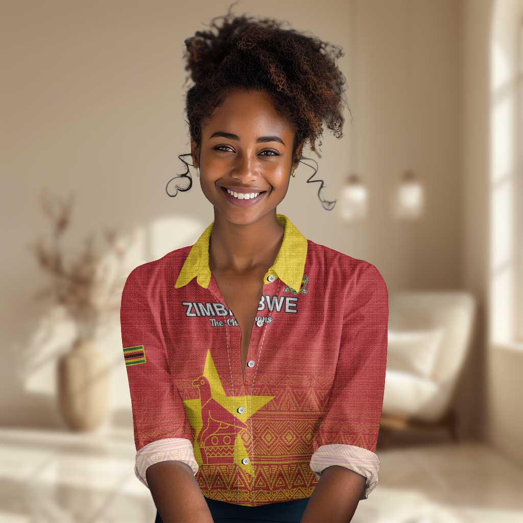 Custom Zimbabwe Cricket Women Casual Shirt Go Champions LT15