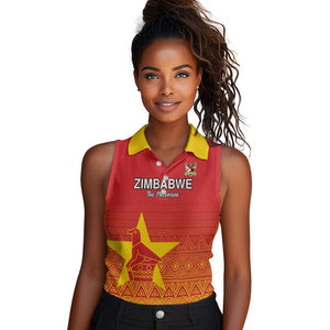 Custom Zimbabwe Cricket Women Sleeveless Polo Shirt Go Champions