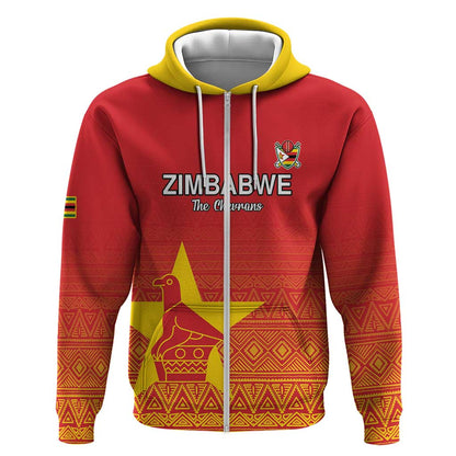 Custom Zimbabwe Cricket Zip Hoodie Go Champions