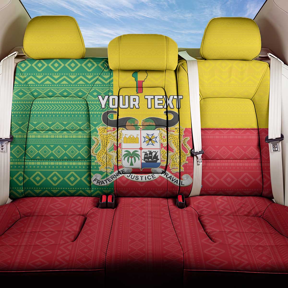 Personalised Afro Benin Back Car Seat Cover Flag Style - African Pattern