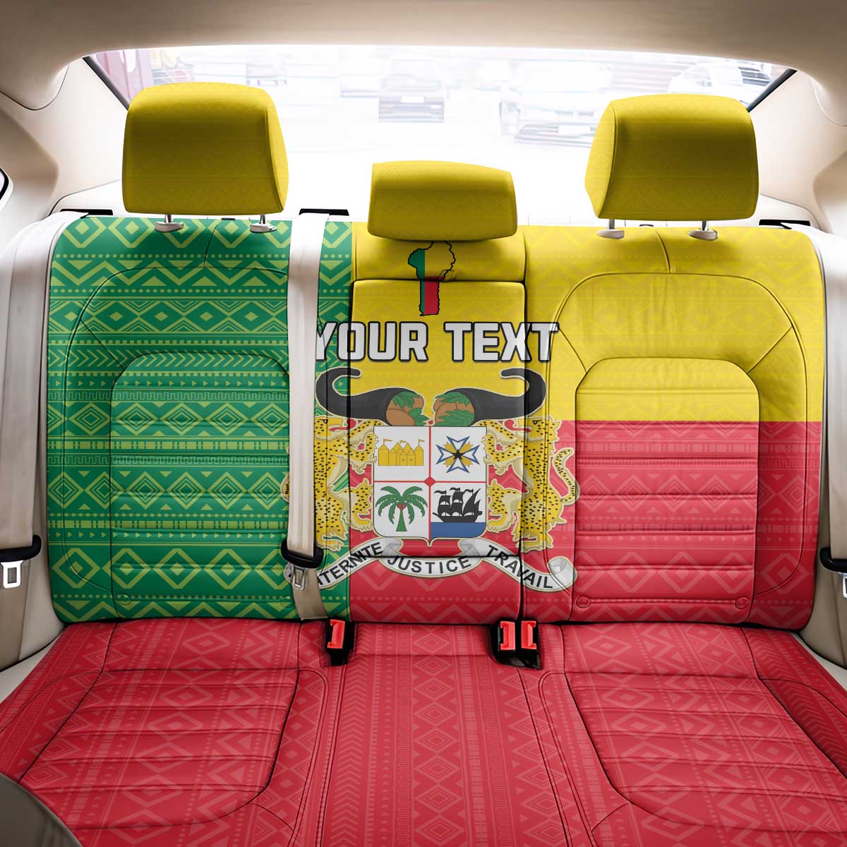 Personalised Afro Benin Back Car Seat Cover Flag Style - African Pattern