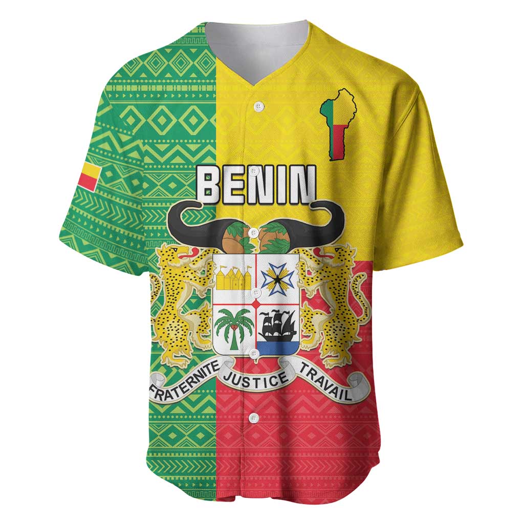 Personalised Afro Benin Baseball Jersey Flag Style - African Pattern