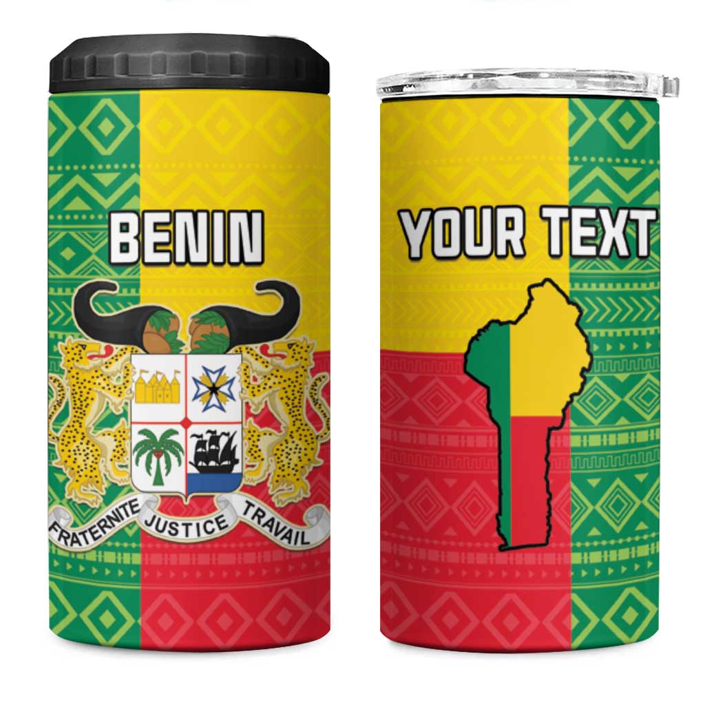 Personalised Afro Benin 4 in 1 Can Cooler Tumbler Flag Style - African Pattern