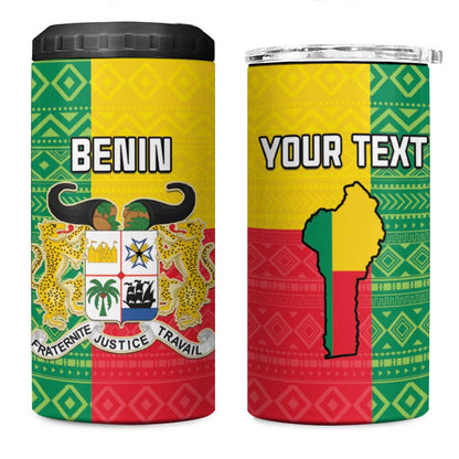 Personalised Afro Benin 4 in 1 Can Cooler Tumbler Flag Style - African Pattern
