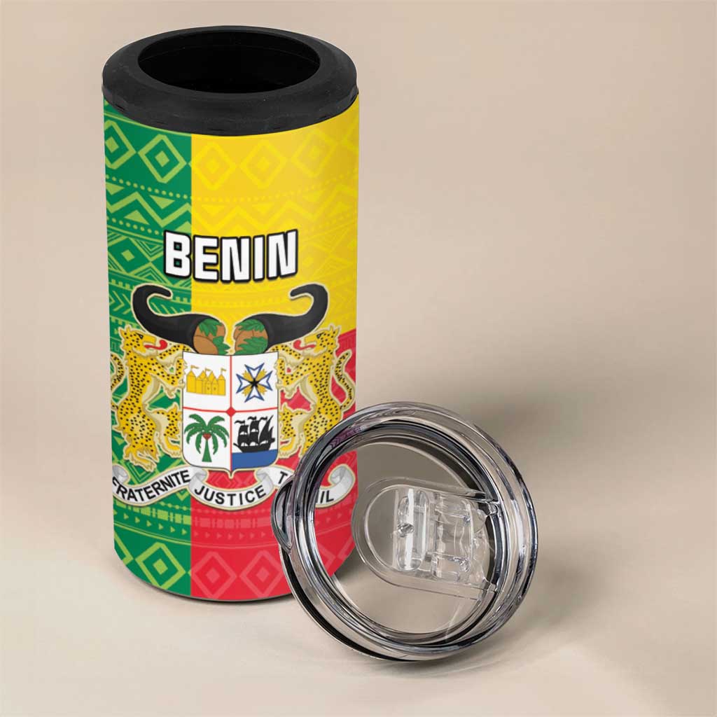 Personalised Afro Benin 4 in 1 Can Cooler Tumbler Flag Style - African Pattern