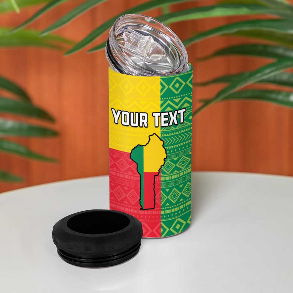 Personalised Afro Benin 4 in 1 Can Cooler Tumbler Flag Style - African Pattern