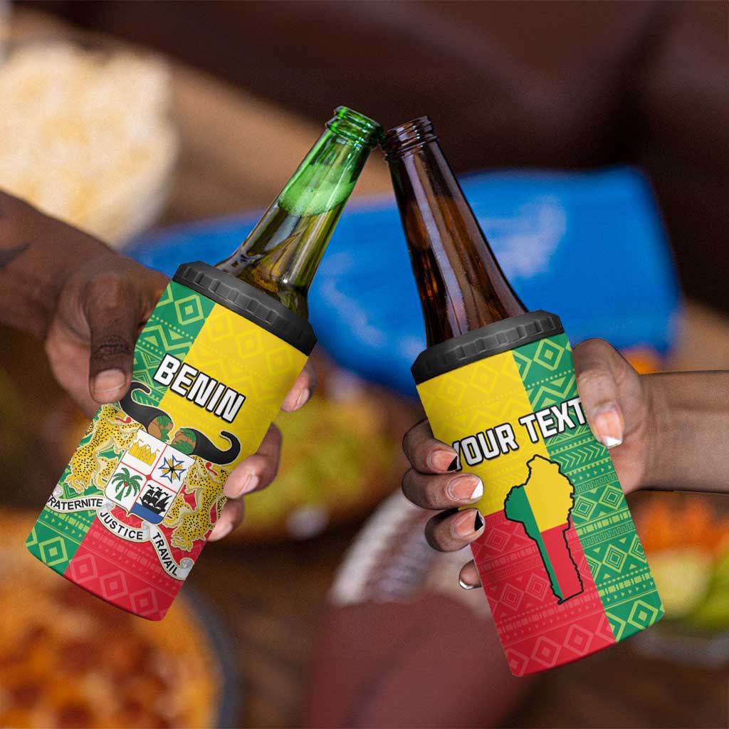 Personalised Afro Benin 4 in 1 Can Cooler Tumbler Flag Style - African Pattern