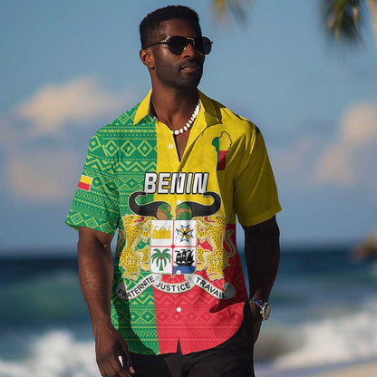 Personalised Afro Benin Hawaiian Shirt Flag Style - African Pattern
