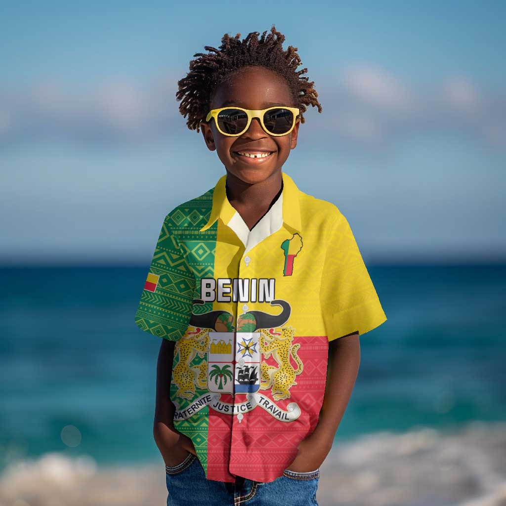 Personalised Afro Benin Kid Hawaiian Shirt Flag Style - African Pattern