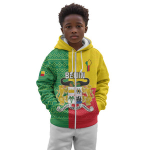 Personalised Afro Benin Kid Hoodie Flag Style - African Pattern