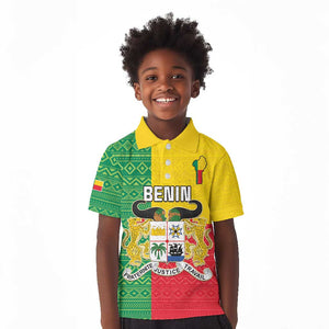 Personalised Afro Benin Kid Polo Shirt Flag Style - African Pattern