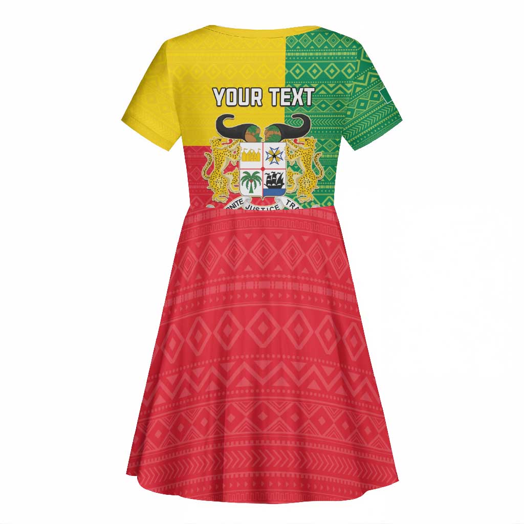 Personalised Afro Benin Kid Short Sleeve Dress Flag Style - African Pattern
