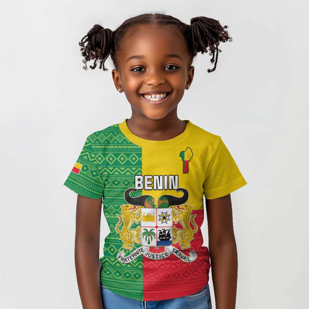 Personalised Afro Benin Kid T shirt Flag Style - African Pattern