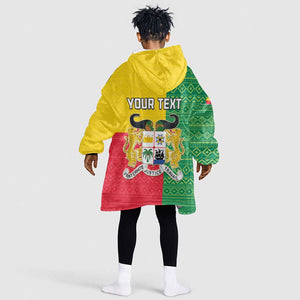 Personalised Afro Benin Kid Wearable Blanket Hoodie Flag Style - African Pattern