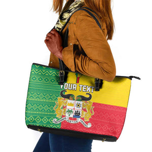 Personalised Afro Benin Leather Tote Bag Flag Style - African Pattern