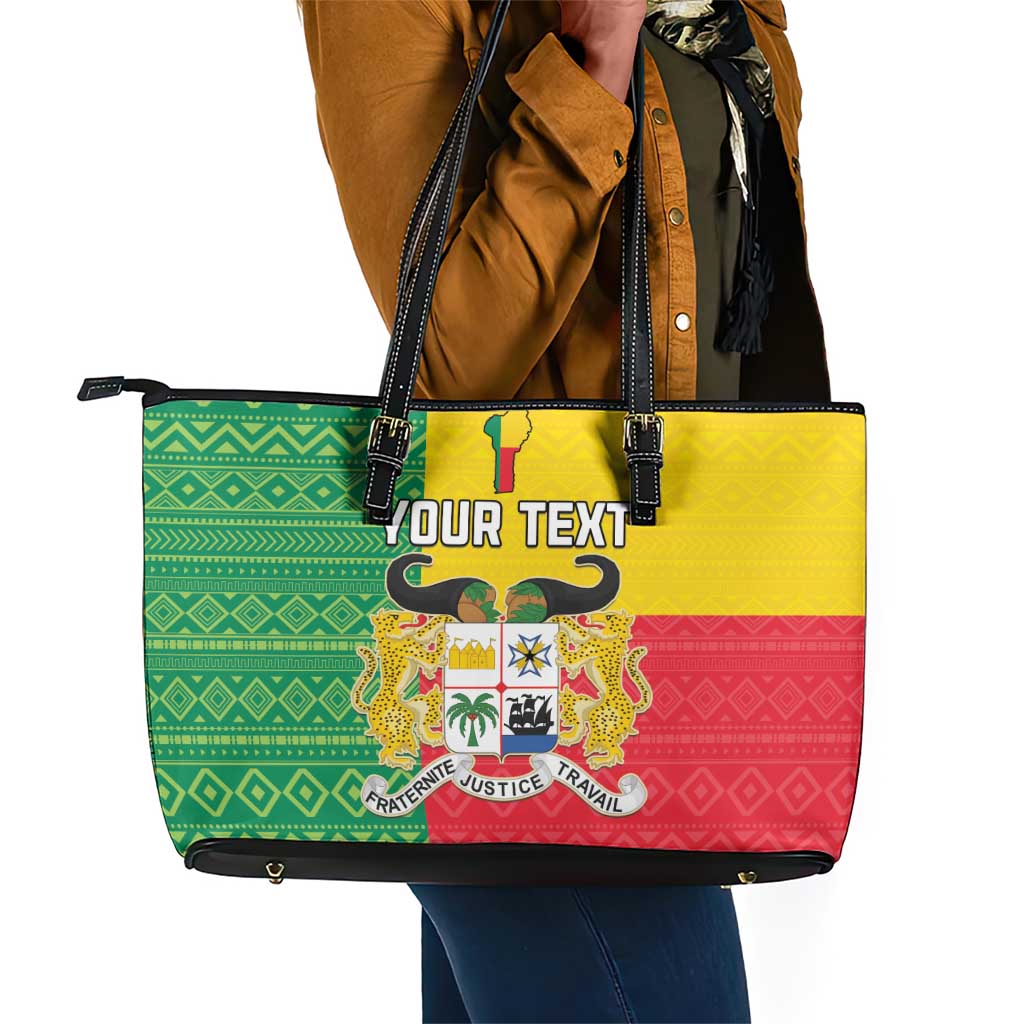Personalised Afro Benin Leather Tote Bag Flag Style - African Pattern