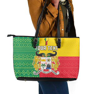 Personalised Afro Benin Leather Tote Bag Flag Style - African Pattern