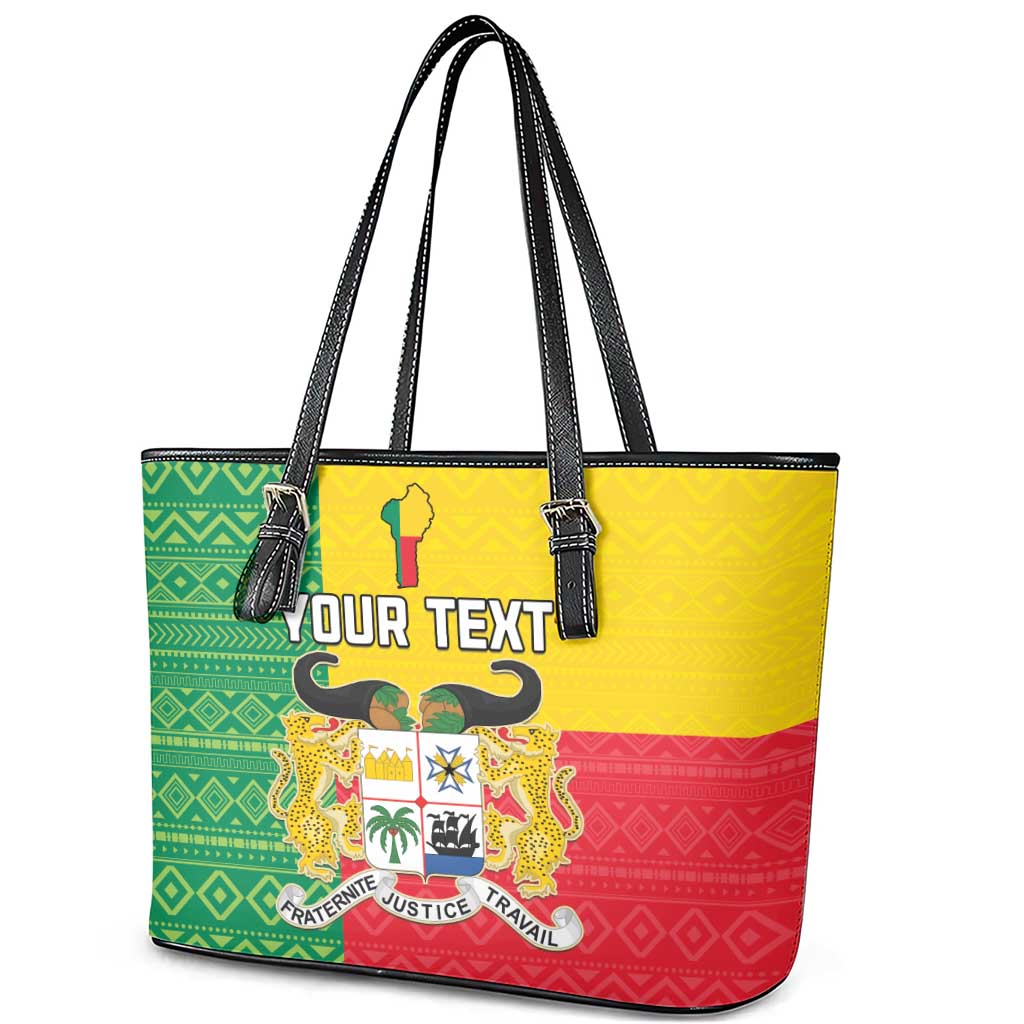 Personalised Afro Benin Leather Tote Bag Flag Style - African Pattern