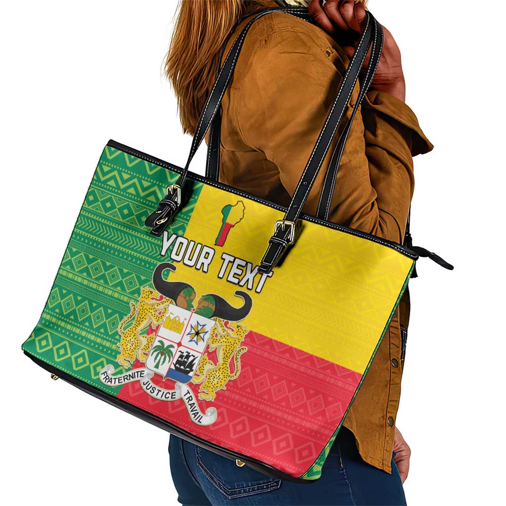Personalised Afro Benin Leather Tote Bag Flag Style - African Pattern