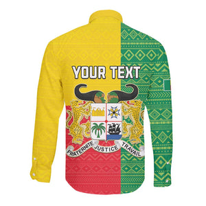 Personalised Afro Benin Long Sleeve Button Shirt Flag Style - African Pattern