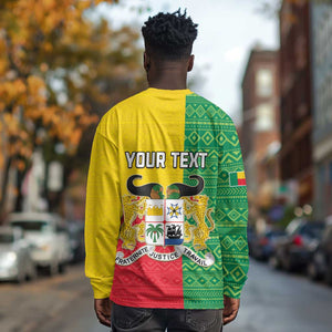 Personalised Afro Benin Long Sleeve Shirt Flag Style - African Pattern