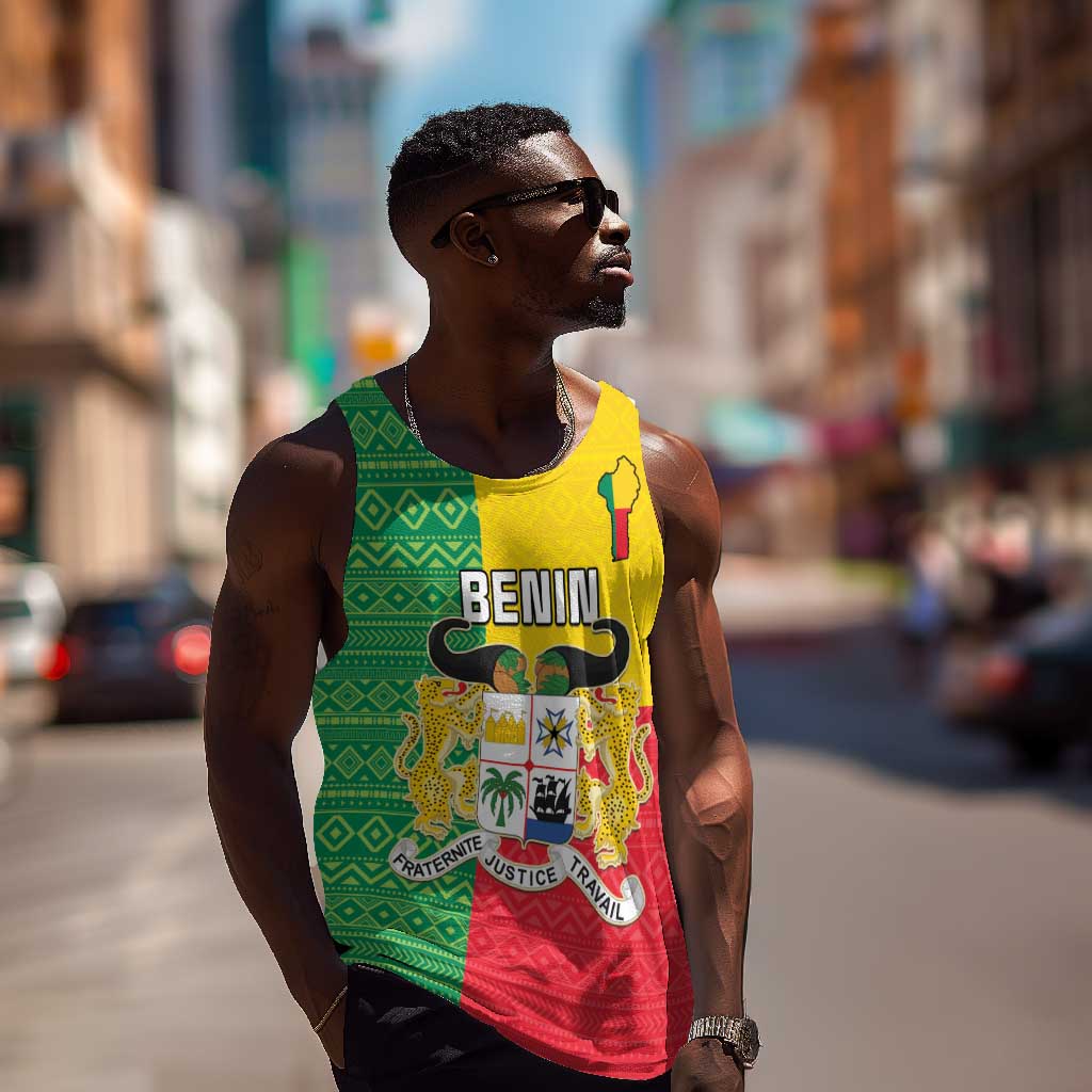 Personalised Afro Benin Men Tank Top Flag Style - African Pattern