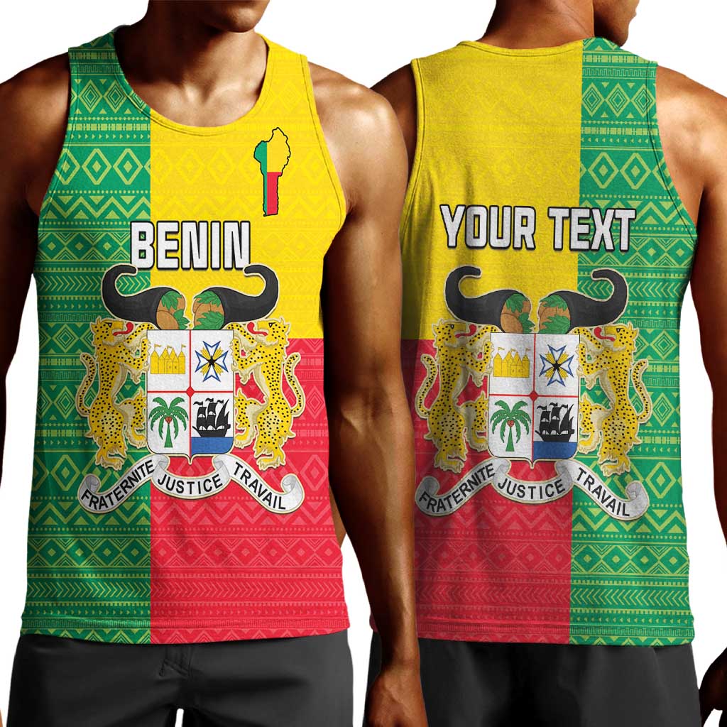 Personalised Afro Benin Men Tank Top Flag Style - African Pattern