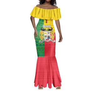 Personalised Afro Benin Mermaid Dress Flag Style - African Pattern