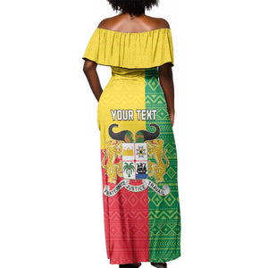 Personalised Afro Benin Off Shoulder Maxi Dress Flag Style - African Pattern