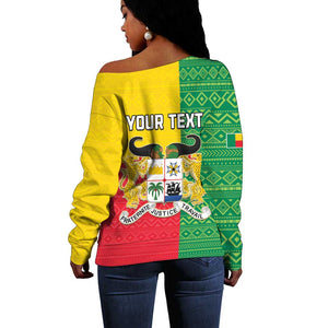 Personalised Afro Benin Off Shoulder Sweater Flag Style - African Pattern
