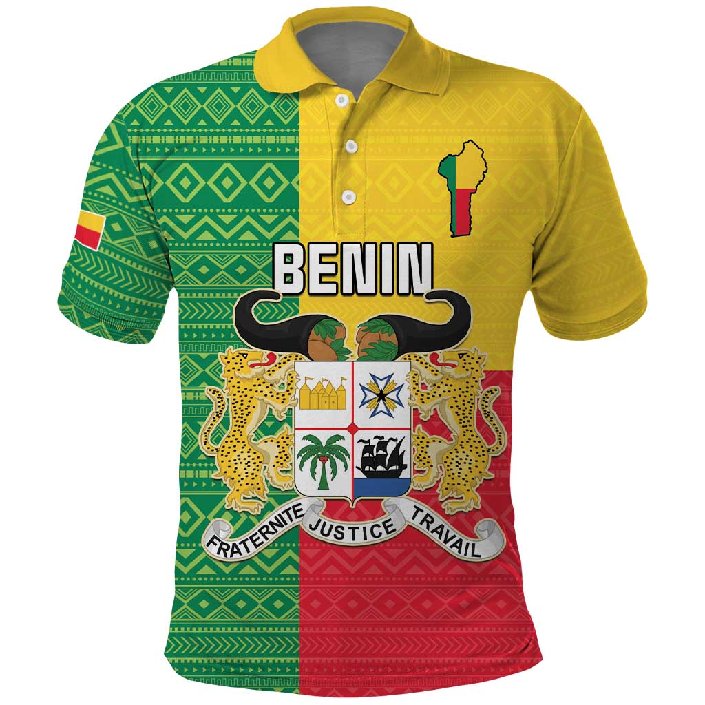 Personalised Afro Benin Polo Shirt Flag Style - African Pattern