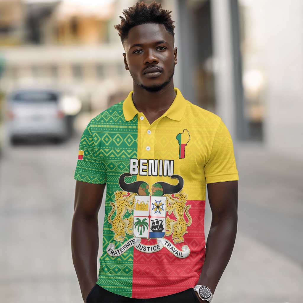 Personalised Afro Benin Polo Shirt Flag Style - African Pattern