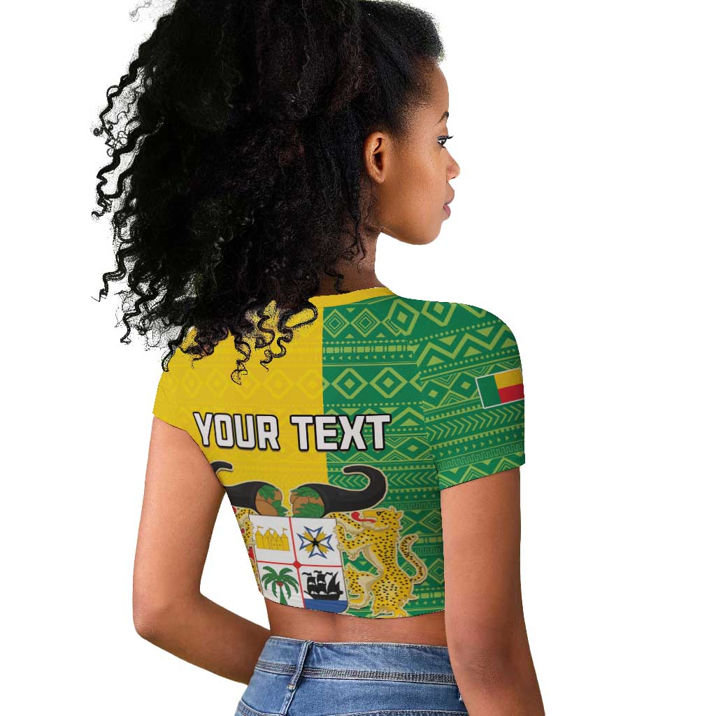 Personalised Afro Benin Raglan Cropped T shirt Flag Style - African Pattern