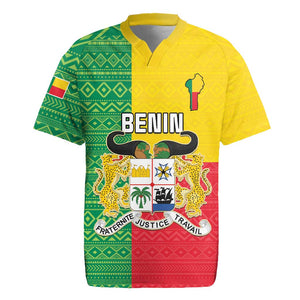 Personalised Afro Benin Rugby Jersey Flag Style - African Pattern