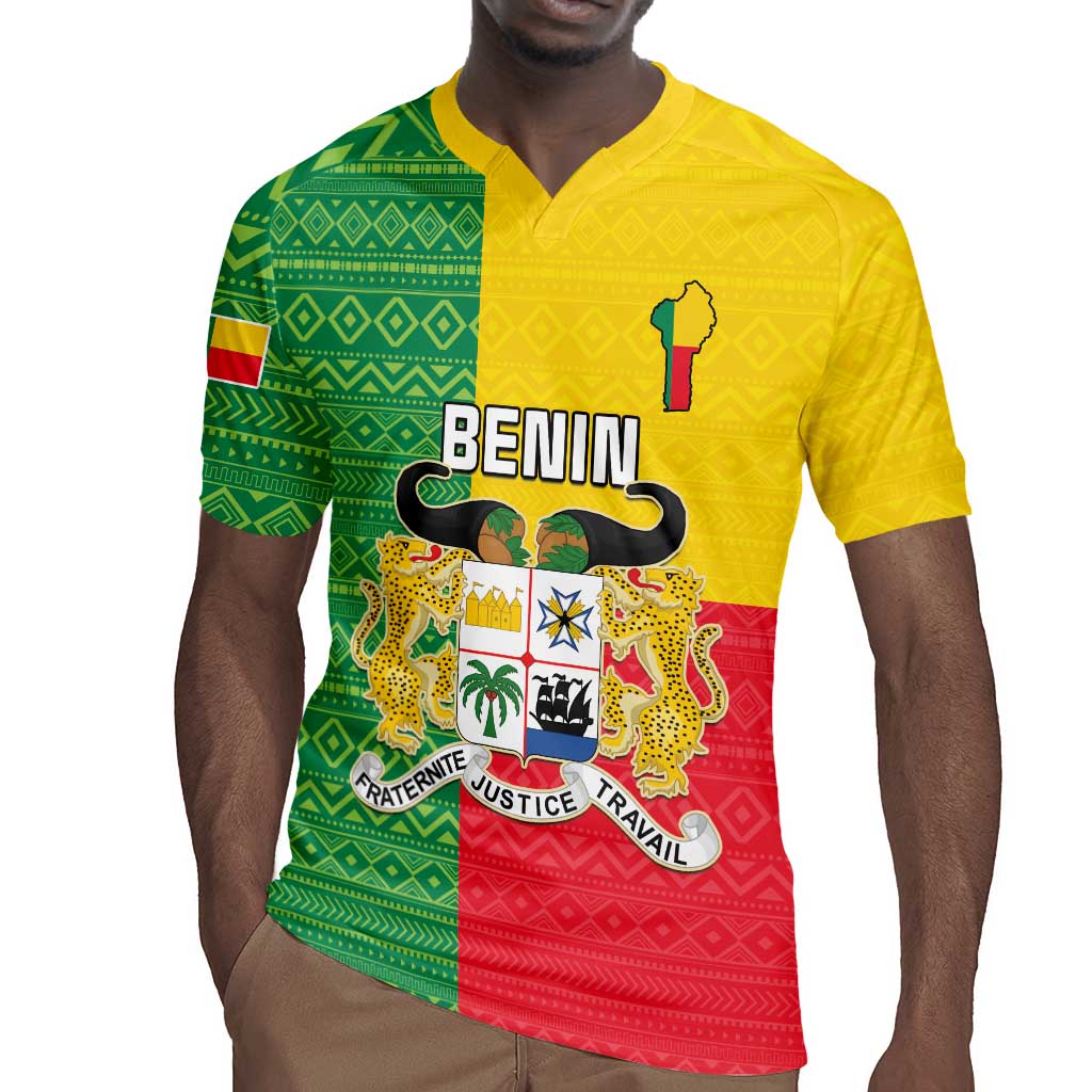 Personalised Afro Benin Rugby Jersey Flag Style - African Pattern