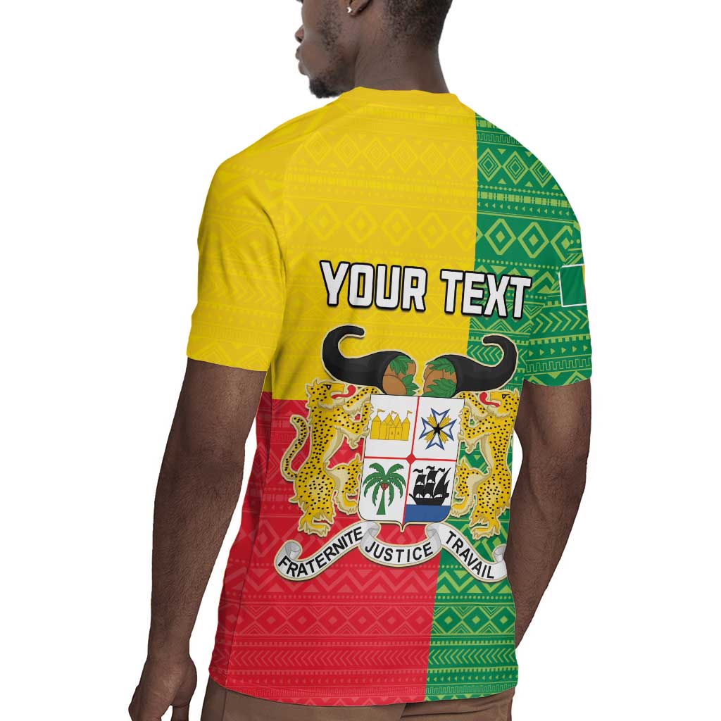 Personalised Afro Benin Rugby Jersey Flag Style - African Pattern