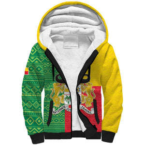 Personalised Afro Benin Sherpa Hoodie Flag Style - African Pattern