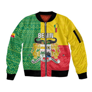 Personalised Afro Benin Sleeve Zip Bomber Jacket Flag Style - African Pattern