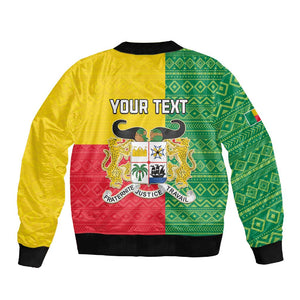Personalised Afro Benin Sleeve Zip Bomber Jacket Flag Style - African Pattern