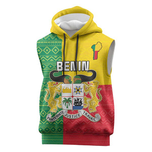 Personalised Afro Benin Sleeveless Hoodie Flag Style - African Pattern - African Pride
